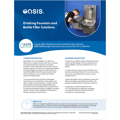 ASPE Bottle Fillers and Drinking Fountains - OASIS CEU Course