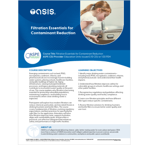 ASPE Bottle Fillers and Drinking Fountains - OASIS CEU Course