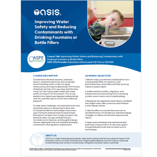 ASPE Bottle Fillers and Drinking Fountains - OASIS CEU Course