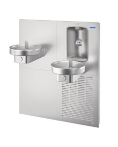 Bi-Level Radii Fountains w/ Integrated Electronic Bottle Filler, Stainless Steel Alcove, Non-Refrigerated, Pharmaceutical Filter