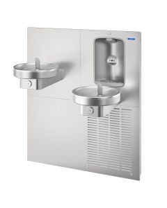 Bi-Level Radii Fountain w/ Integrated Electronic Bottle Filler Stainless Steel Alcove, Refrigerated 