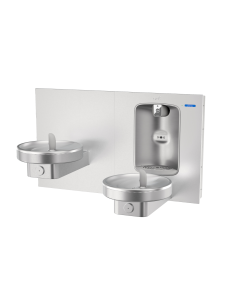 Bi-Level Radii Fountain w/QUASAR UV-C Bottle Filler, Stainless Steel Alcove, Non-Refrigerated