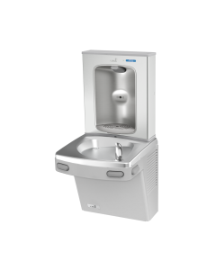 Versacooler II w/Vandal Resistant Brass Bubbler and Electronic Bottle Filler VersaFiller Stainless Steel Alcove, Non-Refrigerated 