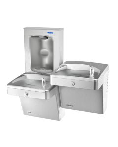 14G Split Level Versacooler II w/Vandal Resistant Brass Bubbler and Electronic Bottle Filler VersaFiller Stainless Steel Alcove, Refrigerated 