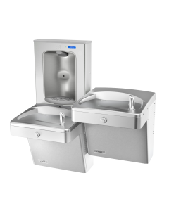 14G Split Level Versacooler II w/Vandal Resistant Brass Bubbler and Electronic Bottle Filler VersaFiller Stainless Steel Alcove, Non-Refrigerated 
