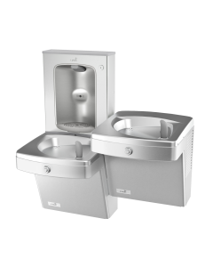 Bi-Level Mechanical Vandal Resistant Drinking Fountains and Bubbler w/Mechanical Bottle Filler, Stainless Steel Alcove, Non-Refrigerated