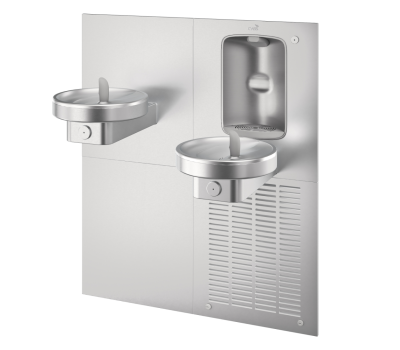 Bi-Level, Radii Fountain w/ Integrated Sports Bottle Filler, Stainless Steel Alcove, Refrigerated 