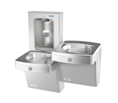 Bi Level Vandal Resistant Versacooler II w/ Filtered Electronic Bottle Filler VersaFiller Stainless Steel Alcove, Refrigerated, VersaFilter III Filter