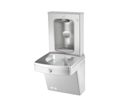 Vandal Resistant Drinking Fountain w/Mechanical Bottle Filler, Stainless Steel Alcove, Refrigerated